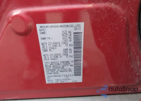 2016 Nissan Rogue Sl из США, поврежденный, VIN 5N1AT2MV4GC756352